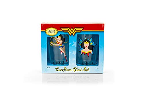 Underground Toys DC04107 Wonder Woman Pint Glass Tumblers (Set of 2), 16 oz, Clear