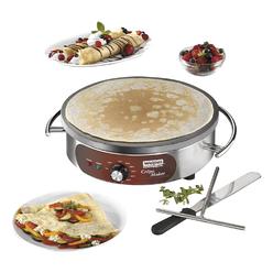 Waring Commercial WSC160X 16" Electric Crepe Maker, Cast Iron Cooking Surface, Stainless Steel Base, Includes Batter Spreader an