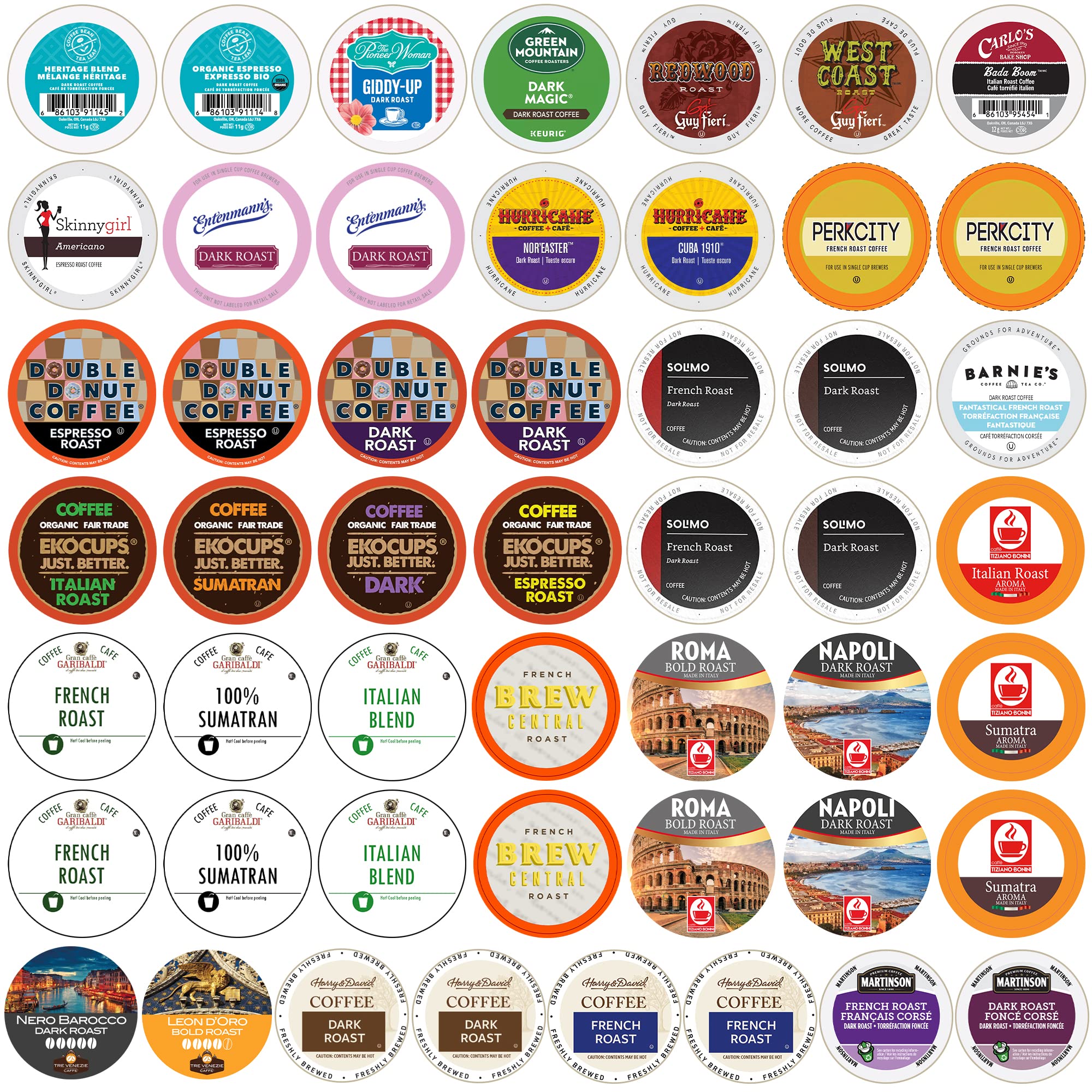 Crazy Cups Perfect Samplers Dark Roast Coffee Pods Variety Pack Sampler, Assortment Of Extra Bold Single Serve Pods For K Cup Brewers, 50 C