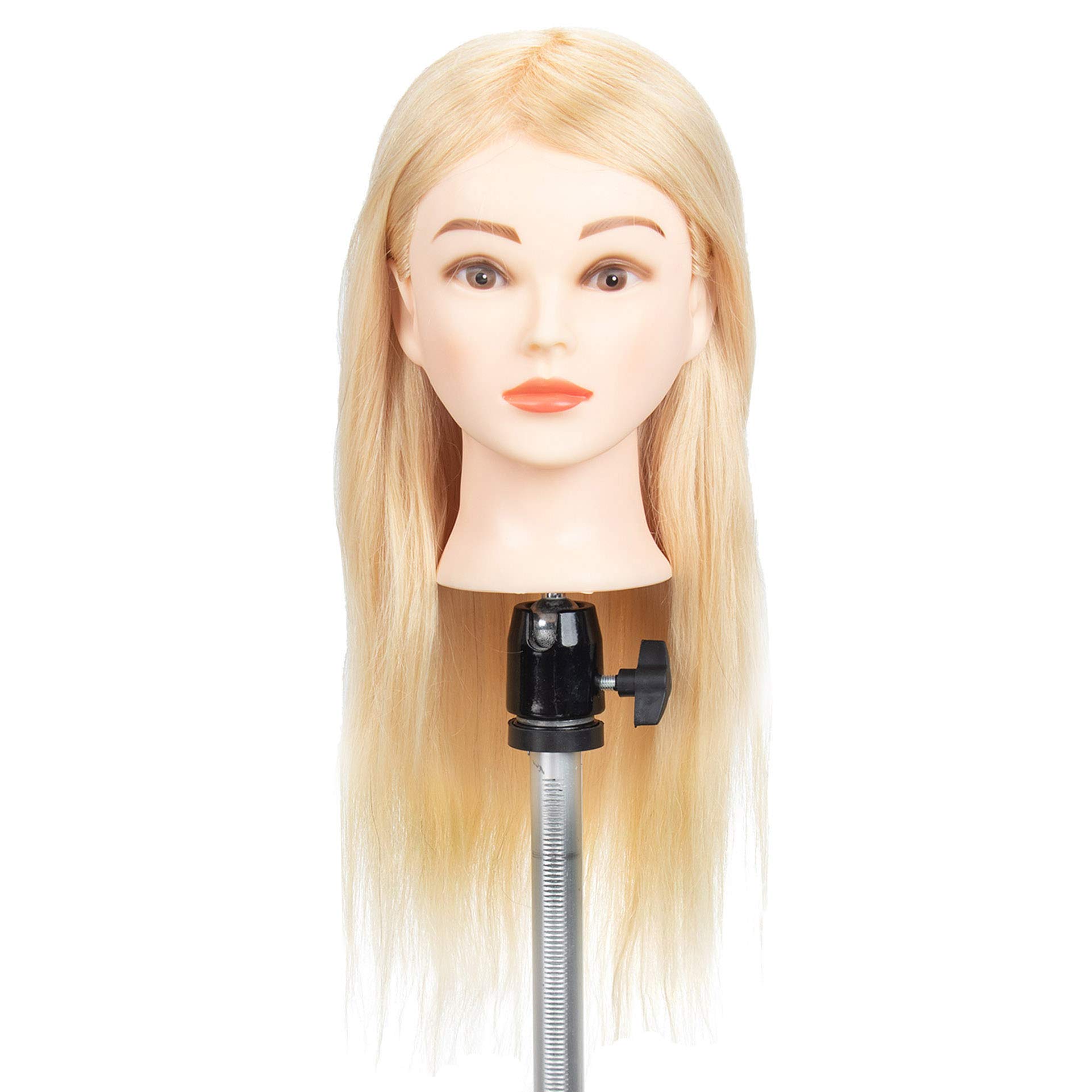 gexworldwide GEX 100% Blonde Human Hair Training Practice Head Styling Dye Cutting Mannequin Manikin Head Without Wig Clamp 613# (18")