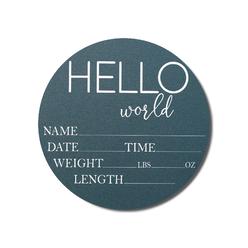Hickory Hollow Designs - Baby Announcement Sign for Newborn Boys and girls (color Bases) - Hello World Nursery Decor Sign & Phot