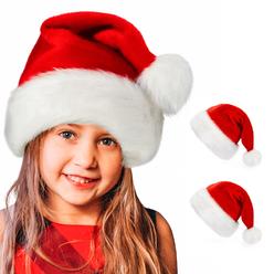 BOSONER Santa Hat Kids,Toddler Santa Hat,Red Velvet Santa Claus Hat For Xmas Party,Christmas Hat For Boys Girls Child Infant