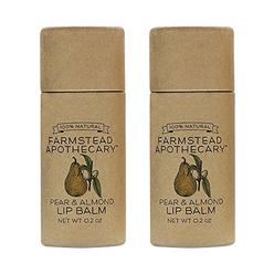 Farmstead Apothecary 100% Natural Lip Balm with Organic Beeswax, Organic Shea Butter & Organic Coconut Oil, Pear & Almond 0.2oz 