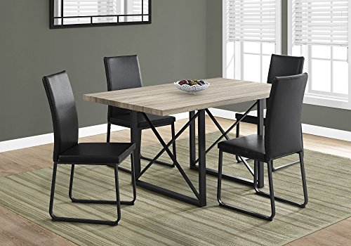 Monarch Specialties I Dining Table - 36"X 60" / Dark Taupe/Black Metal,