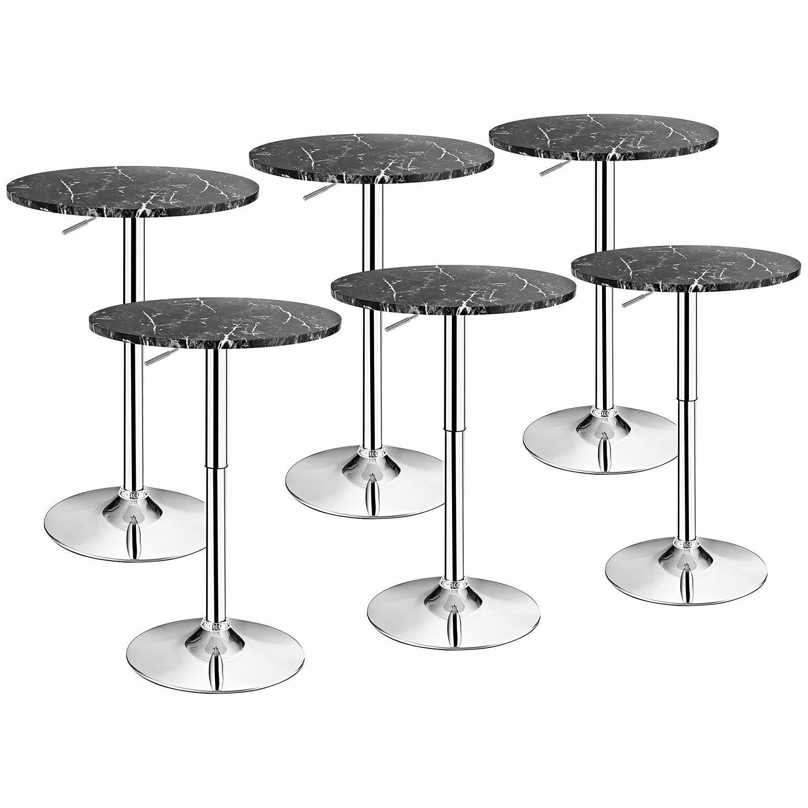 Giantex Round Pub Table Height Adjustable, 360? Swivel Cocktail Pub Table with Sliver Leg and Base for Home, Office Bar Table(6,