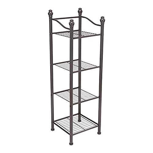 Organize It All Oil Rubbed Bronze Finish Free Standing Sturdy Bathroom Storage Tower, 4-Tier