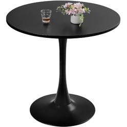 Nopurs Black Round Dining Table - Kitchen Table for 2/4, Modern Dinner Table, Marble Style MDF Top, Cafe Pedestal Table, Space Saving S