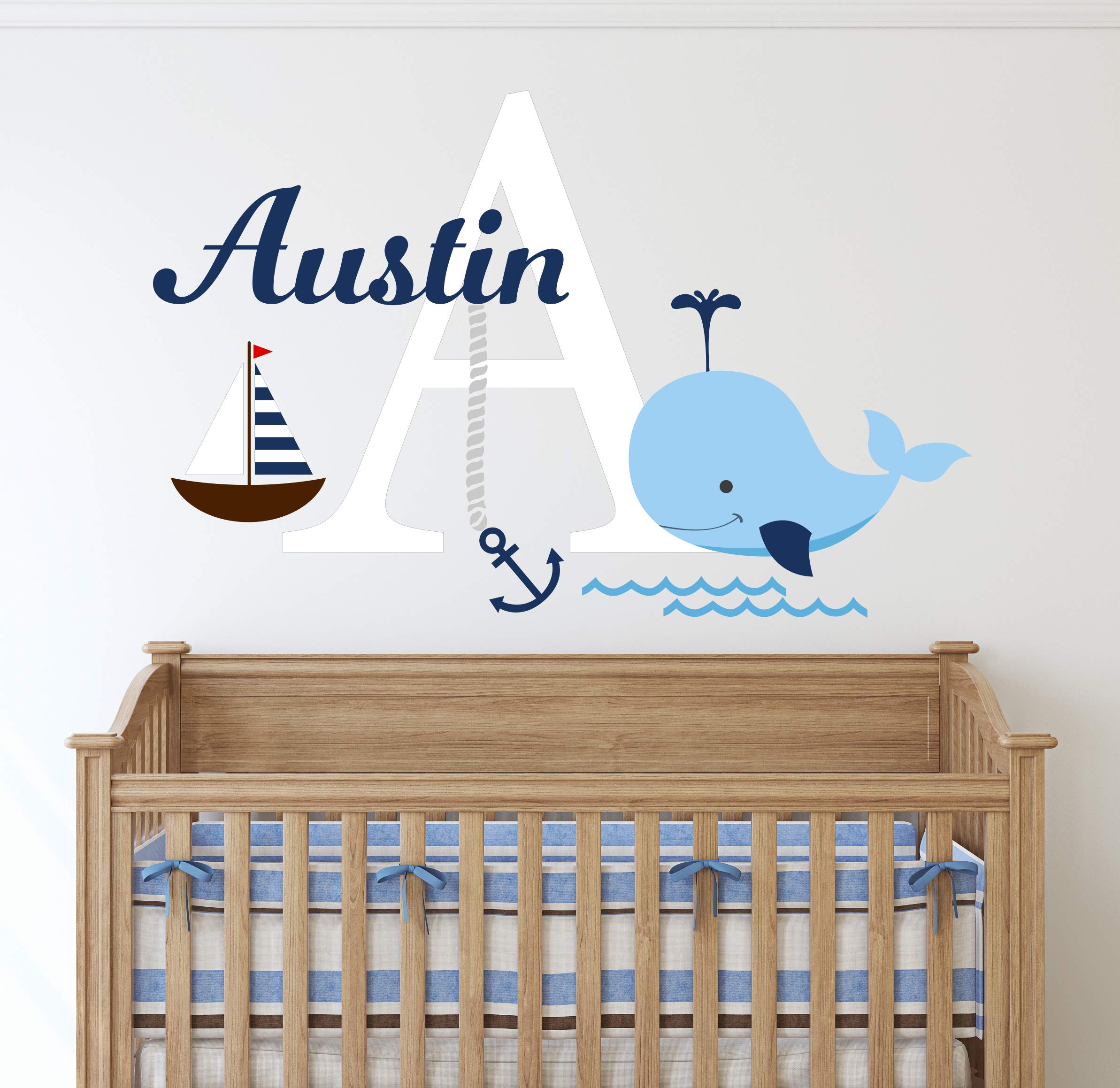 Decalzone Inc custom Nautical Name Wall Decal Nautical Theme Decal