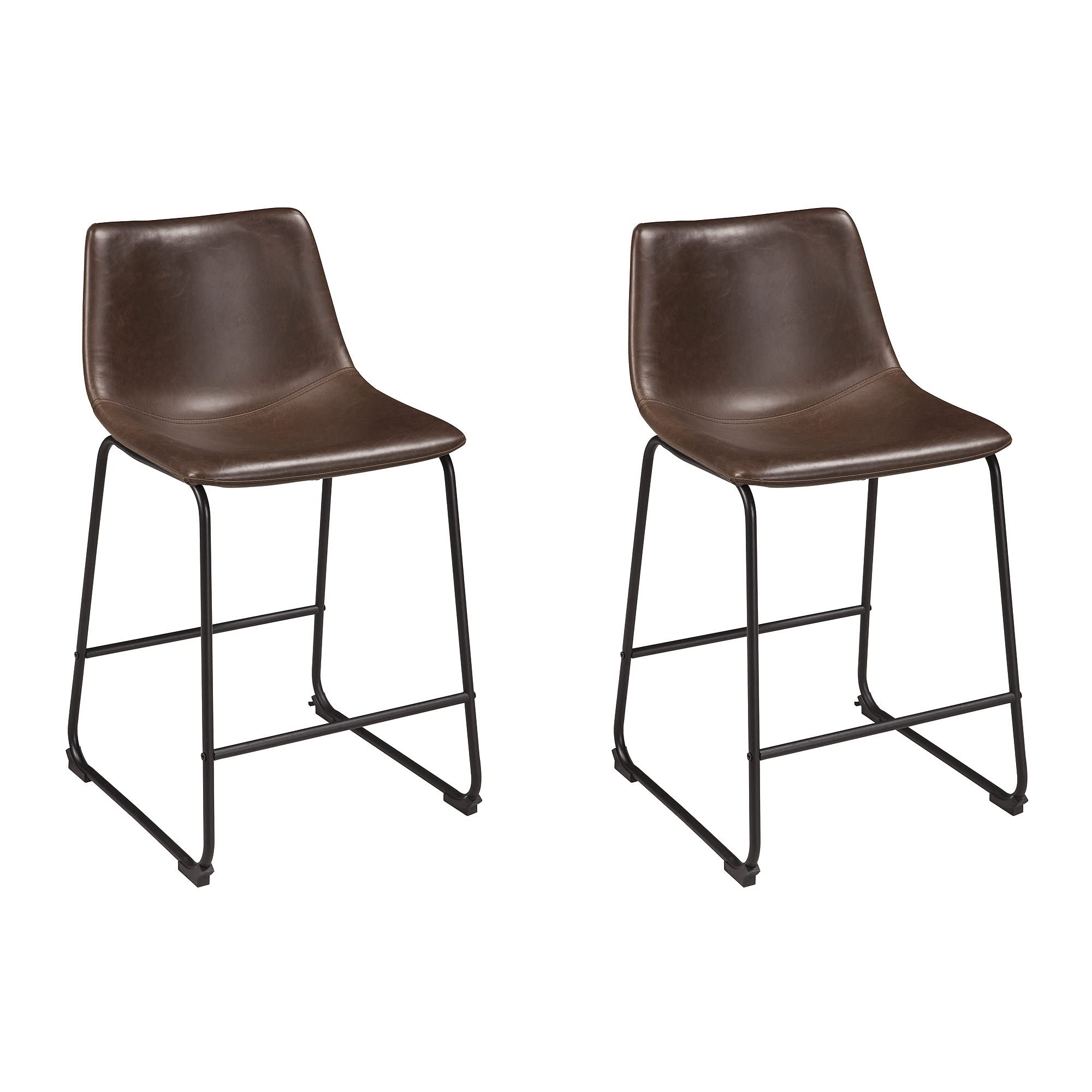Signature Design by Ashley Centiar 24" Counter Height Modern Bucket Barstool 2 Count, Brown