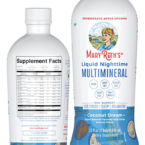 MaryRuth Organics Nighttime Liquid Multimineral Supplement | Sugar Free | Natural Sleep Support for Adults & Kids | Magnesium | 