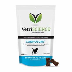 VetriScience Laboratories Composure, Calming Support for Dogs, Naturally Sourced Chews to Provide Anxiety Relief for Anxious & N