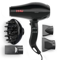MHD Hair Dryer 1875 Watt Salon Grade, Negative Ions Powerful Blow Dryer Faster Drying, Low Noise Hair Blow Dryer Plus Multiple 4 Att