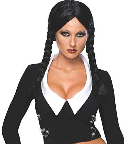 Secret Wishes Costume The Addams Family Deluxe Wednesday Wig, Black, One Size