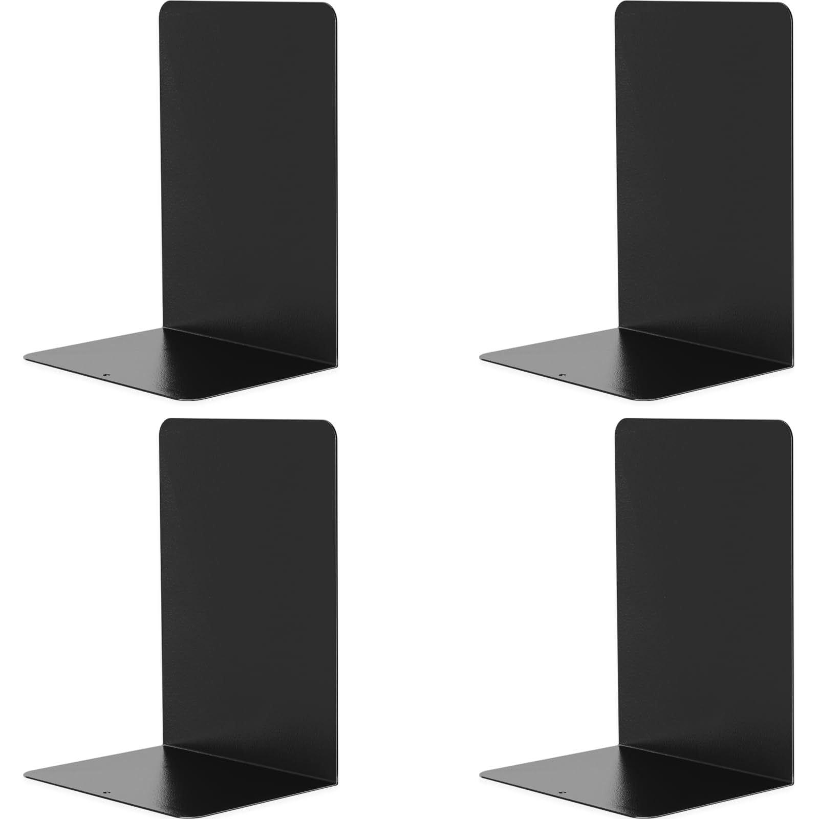 VONDERSO Metal Bookends Black, 2 Pairs Decorative Metal Book End Supports for Shelves Gauge Metal Book Divider Stopper Holders w
