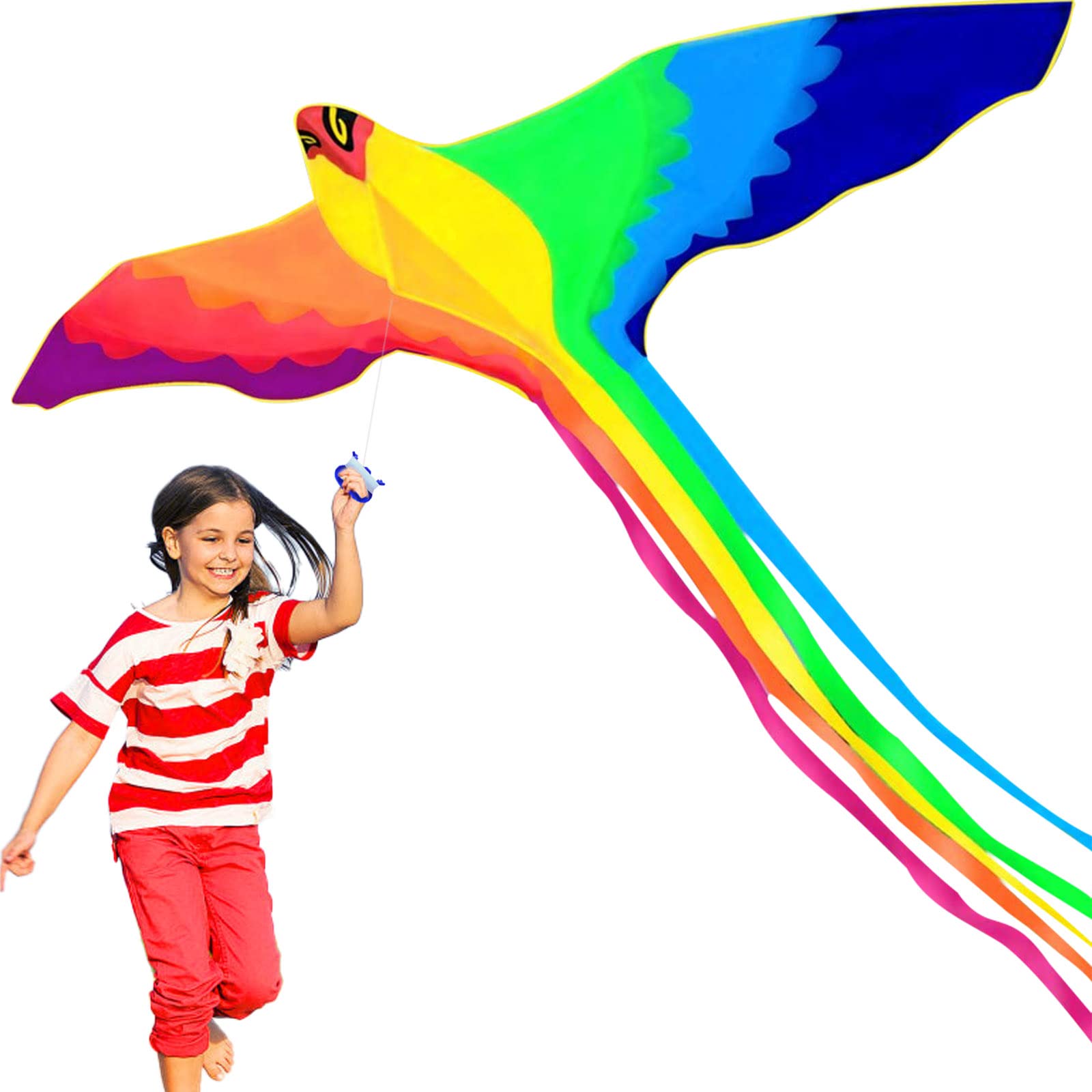 HENGDA KITE-Strong Phoenix for Kids & Adults, with Long Colorful Tail!Huge Beginner Colorful Rainbow Bird Phoenix Kites 74-Inch
