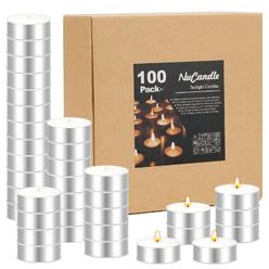 NuCandle Tea Lights Candles 100 Pack Unscented Tealight Candles Bulk for Wedding Christmas Home Decorative Outdoor Mini White Te