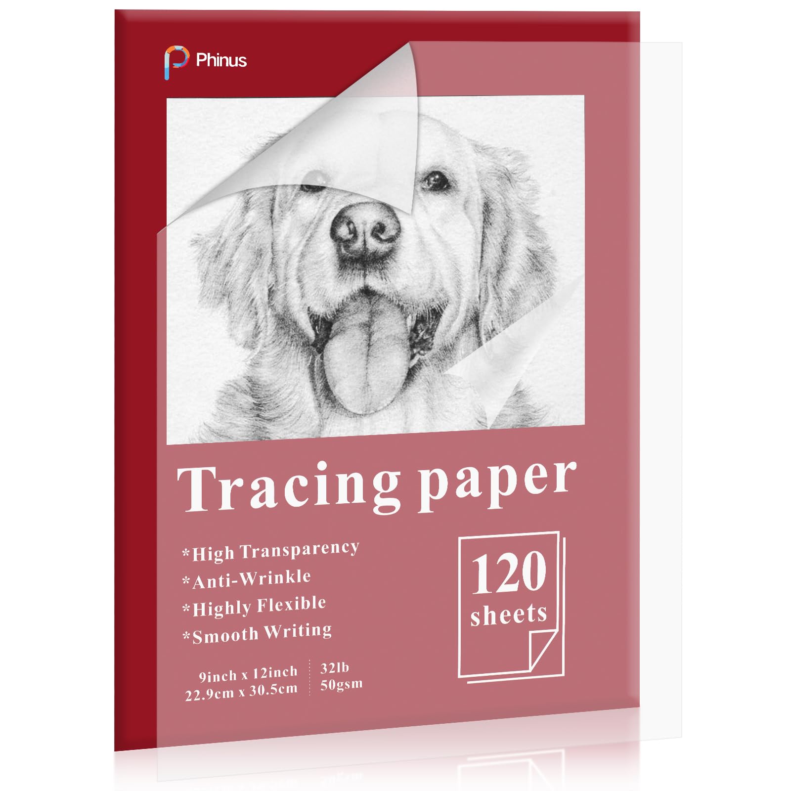 Phinus 120 Sheets Tracing Paper for Drawing, 9x12 Trace Paper, Translucent Vellum Paper Tracing Paper Pad, Tracing Pad for Sketching, P