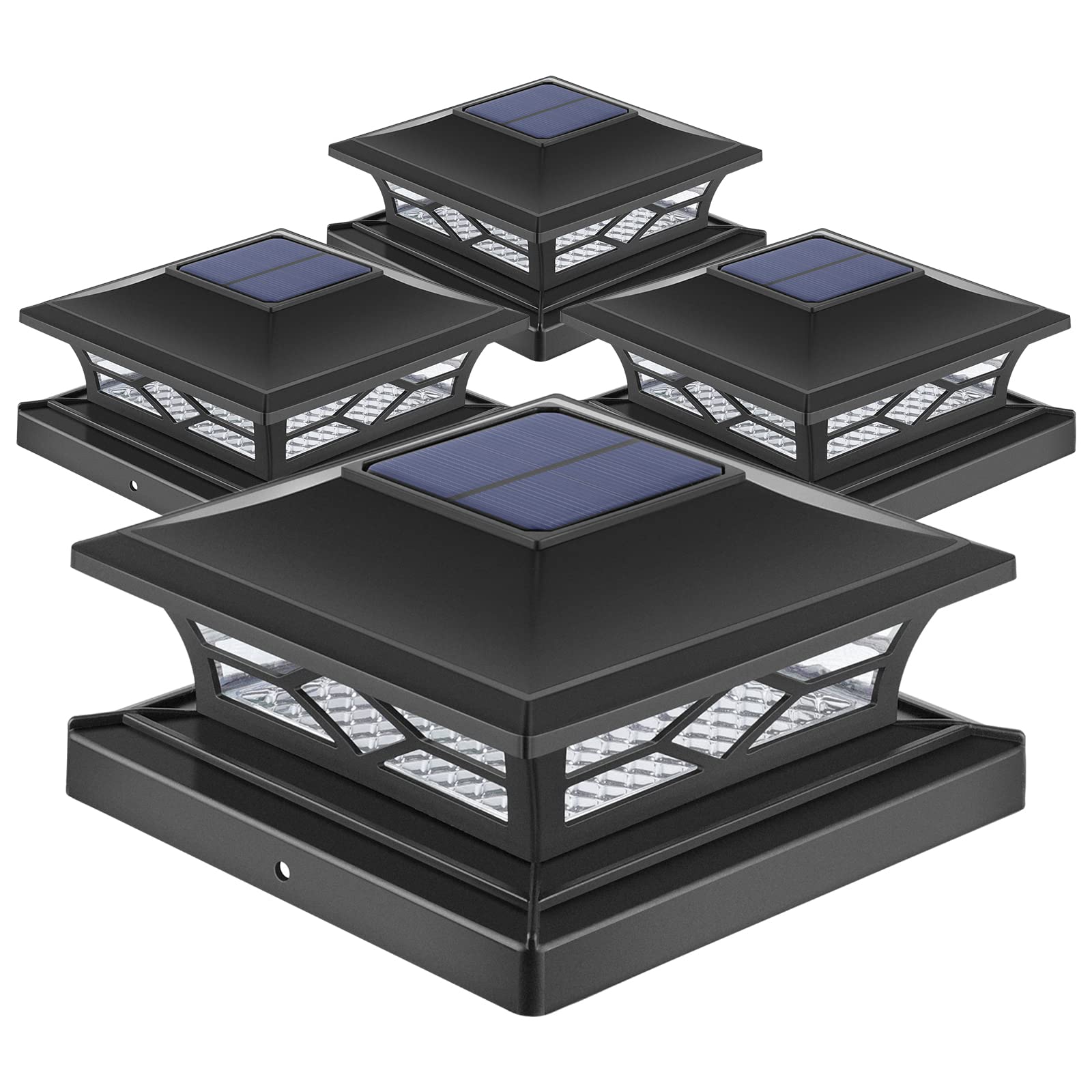 TZ13 APONUO Solar Post Cap Lights,4x4 Post Solar Lights Warm White/Cool  White LED Light Outdoor Waterproof,Fence Post Solar Lights fo, image size:1600x1600