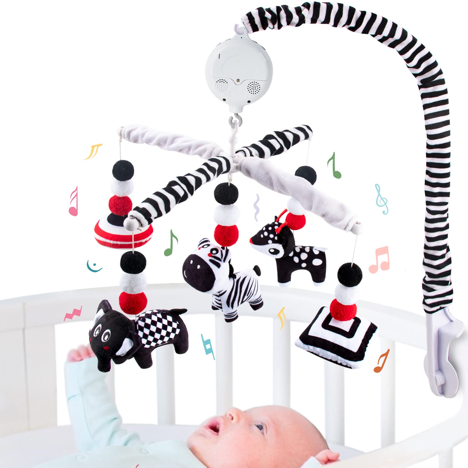 teytoy My First Baby Crib Mobile, Black and White Baby Mobile for Crib, High Contrast Mobile Toy for Newborn Infants Boys and Gi