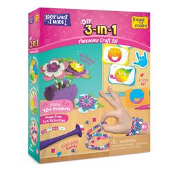 Imagimake 3-in-1 Awesome Craft Kit - Kids Arts and Crafts - Arts and Crafts for Kids Ages 6-8 - Air Dry Clay, Paper Quilling Kit