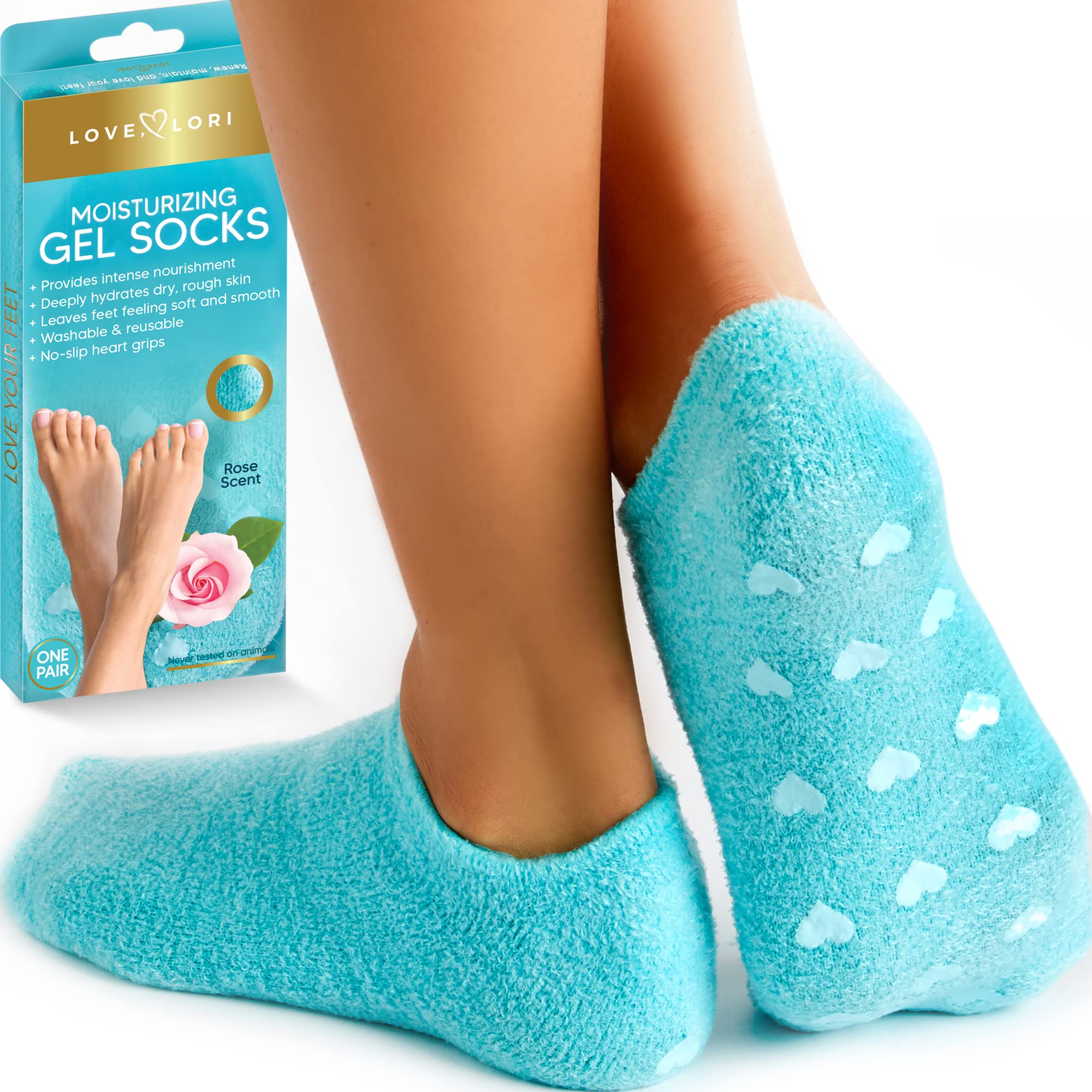 Love, Lori Moisturizing Socks & gel Socks for Dry cracked Feet - Foot care Heel Socks for Dry cracked Feet - cracked Heel Repair Treatment