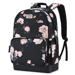 MOSISO 15.6-16 inch Laptop Backpack for Women, Polyester Anti-Theft Stylish Casual Daypack Bag with Luggage Strap & USB Charging