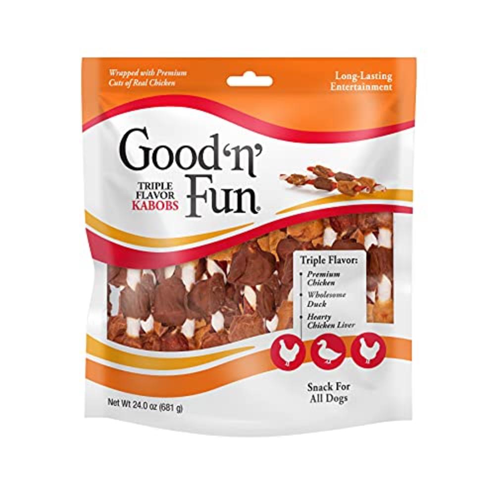 GoodNFun Triple Flavored Rawhide Kabobs For Dogs, 24 oz | 36 count (P-94187)