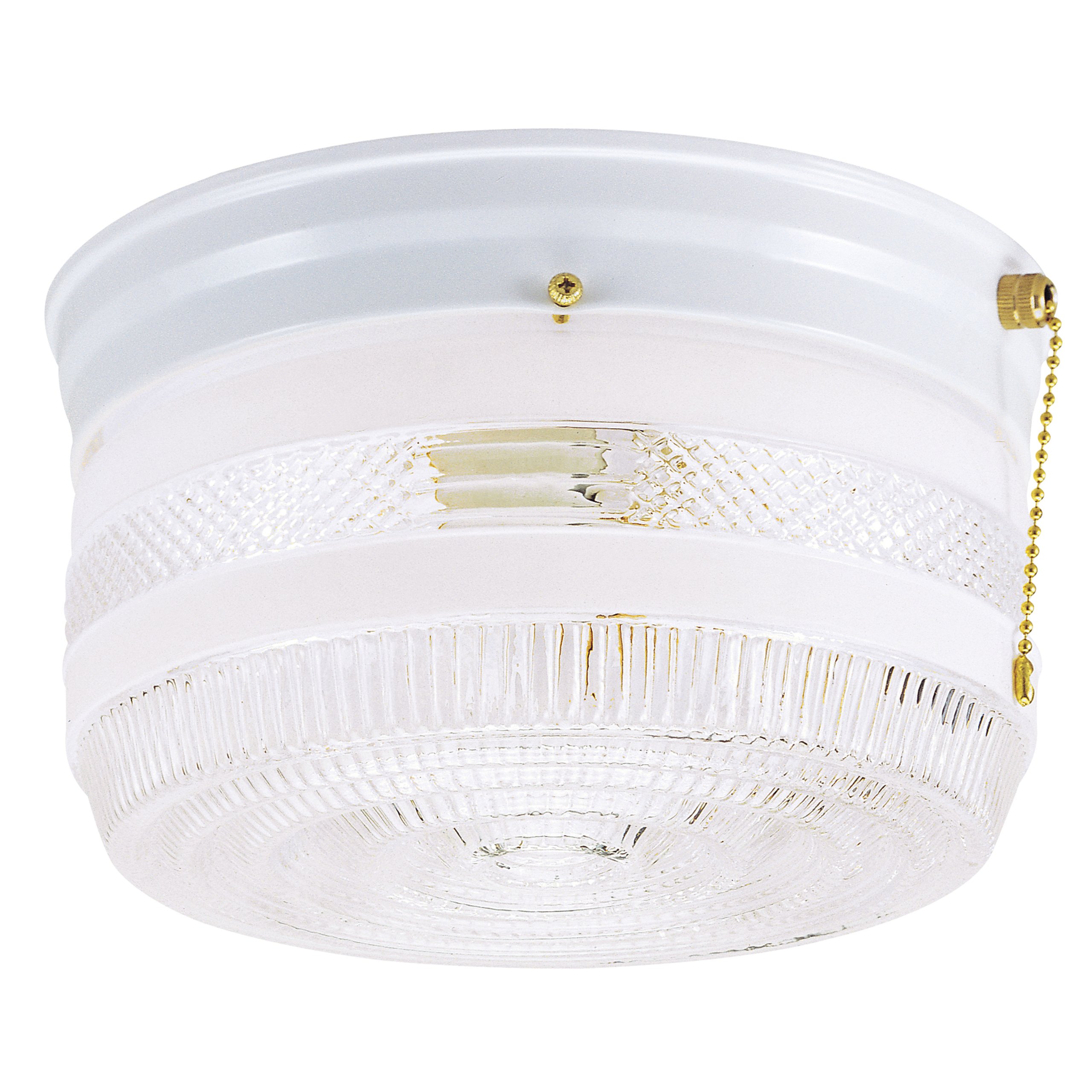 Westinghouse Lighting 6734500 Two-Light Flush-Mount Interior Ceiling Fixture with Pull Chain, White Finish with White and Clear