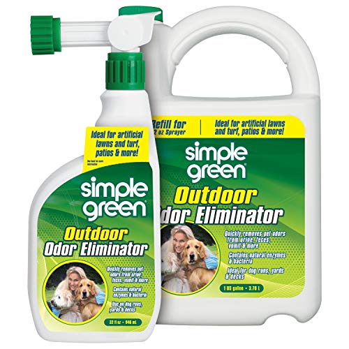 Simple Green Outdoor Odor Eliminator for Pets, Dogs, Ideal for Artificial Grass & Patio (32 oz Hose End Sprayer & 1 Gallon Refil