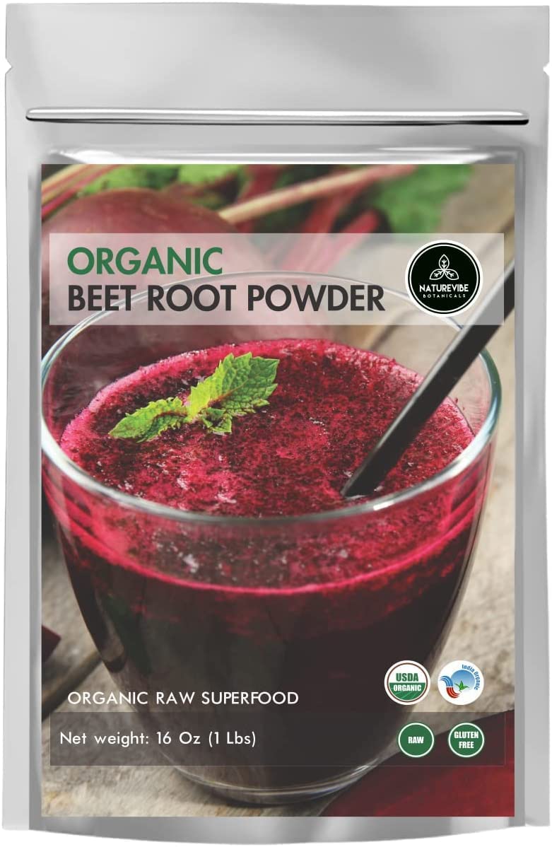 Naturevibe Botanicals Organic Beet Root Powder (1 lb), Raw & Non-GMO | Nitric Oxide Booster | Boost Stamina and Increases Energy