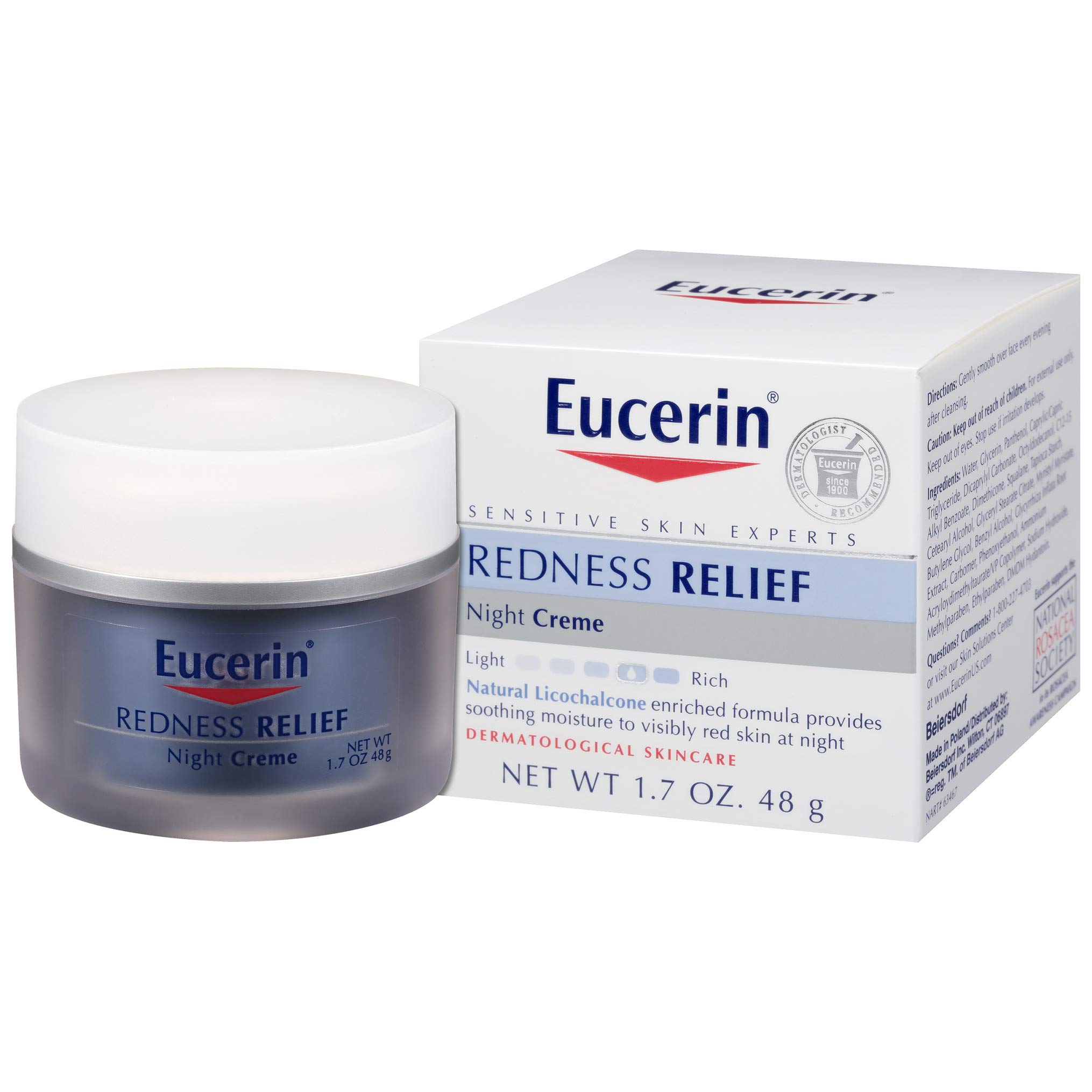 Eucerin Redness Relief Night creme - gently Hydrates To Reduce Redness-Prone Skin At Night - 17 oz Jar