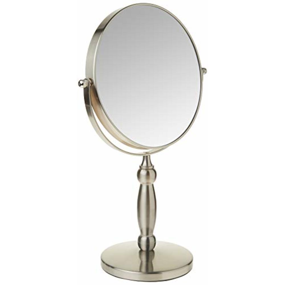 Floxite Dual sided 1x and 15x Vanity Mirror, Brushed Nickel