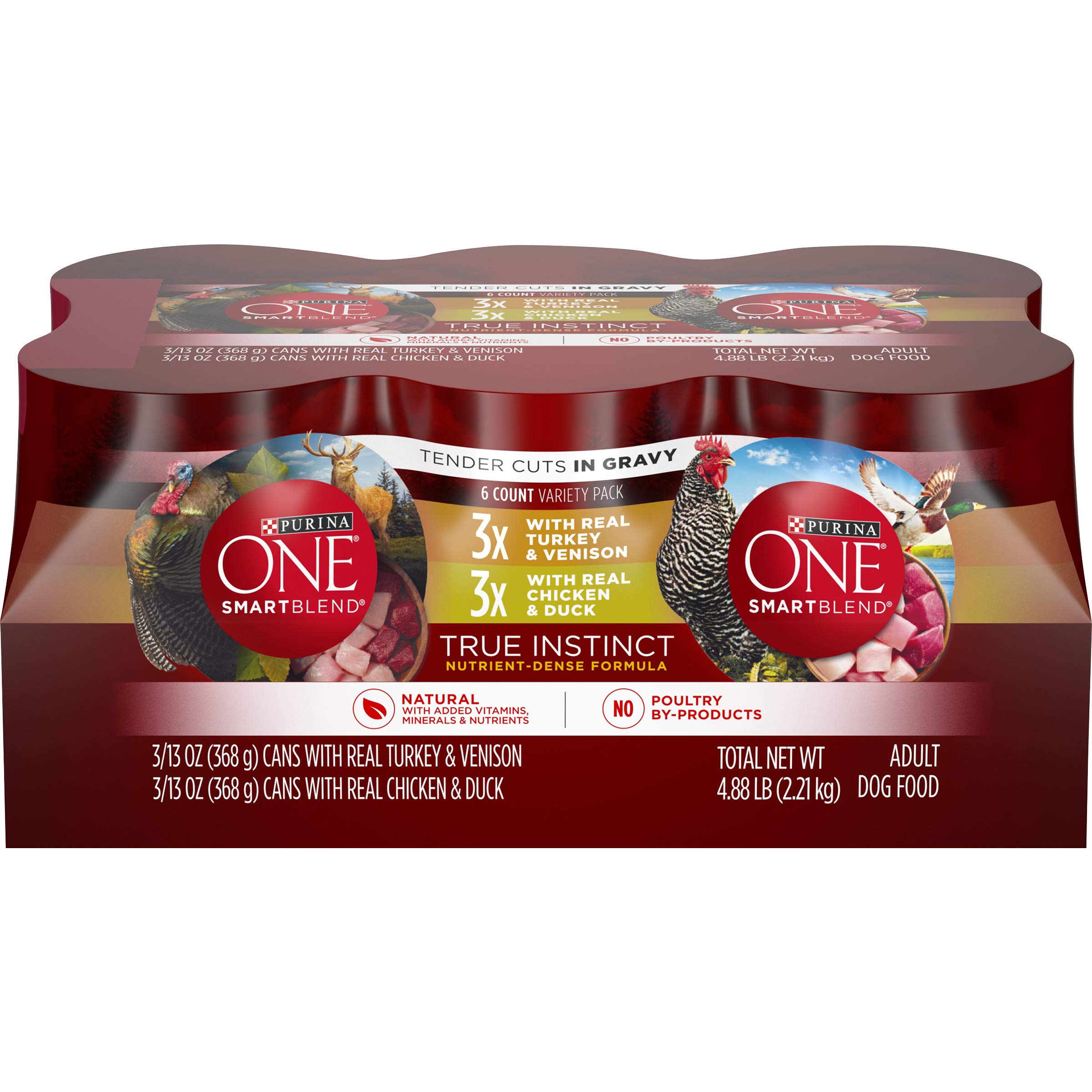 Purina ONE True Instinct Tender Cuts in Gravy With Real Turkey and Venison, and With Real Chicken and Duck High Protein Wet Dog