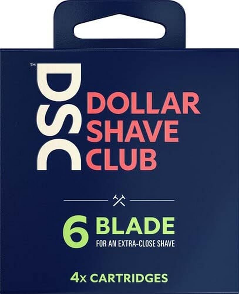 Dollar Shave Club 6-Blade Razor Refill Cartridges for an Extra Close Shave Shave with Precision 4 Count