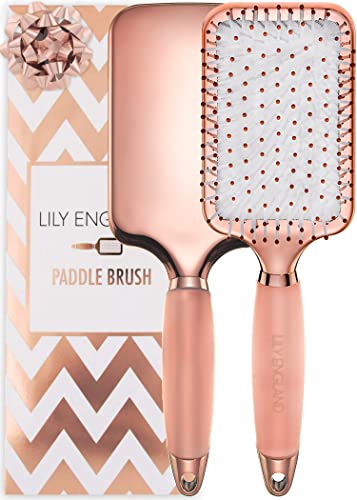 Lily England Paddle Brush for Detangling, Blowdrying and Straightening - Professional Large Hair Brush All Hair Types, Rose Gold Hairbrush fo