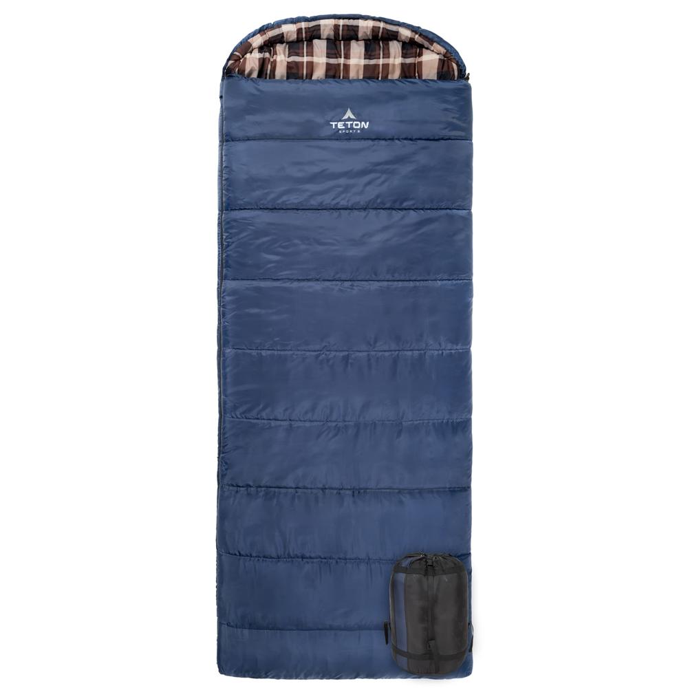 TETON Sports Celsius XL 0F Sleeping Bag; Great for Family Camping; Free Compression Sack, Blue - Right Zip