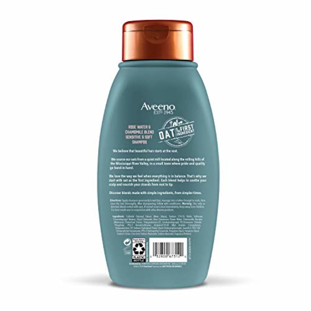 Aveeno Rose Water & Chamomile Blend Sulfate-Free Shampoo with Colloidal Oat for Dry & Sensitive Scalp, Gentle Cleansing Shampoo