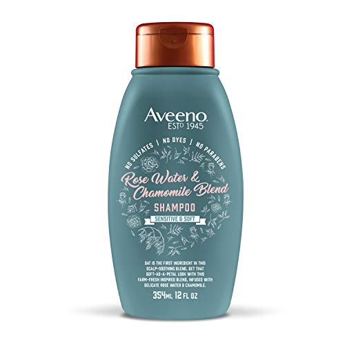 Aveeno Rose Water & Chamomile Blend Sulfate-Free Shampoo with Colloidal Oat for Dry & Sensitive Scalp, Gentle Cleansing Shampoo