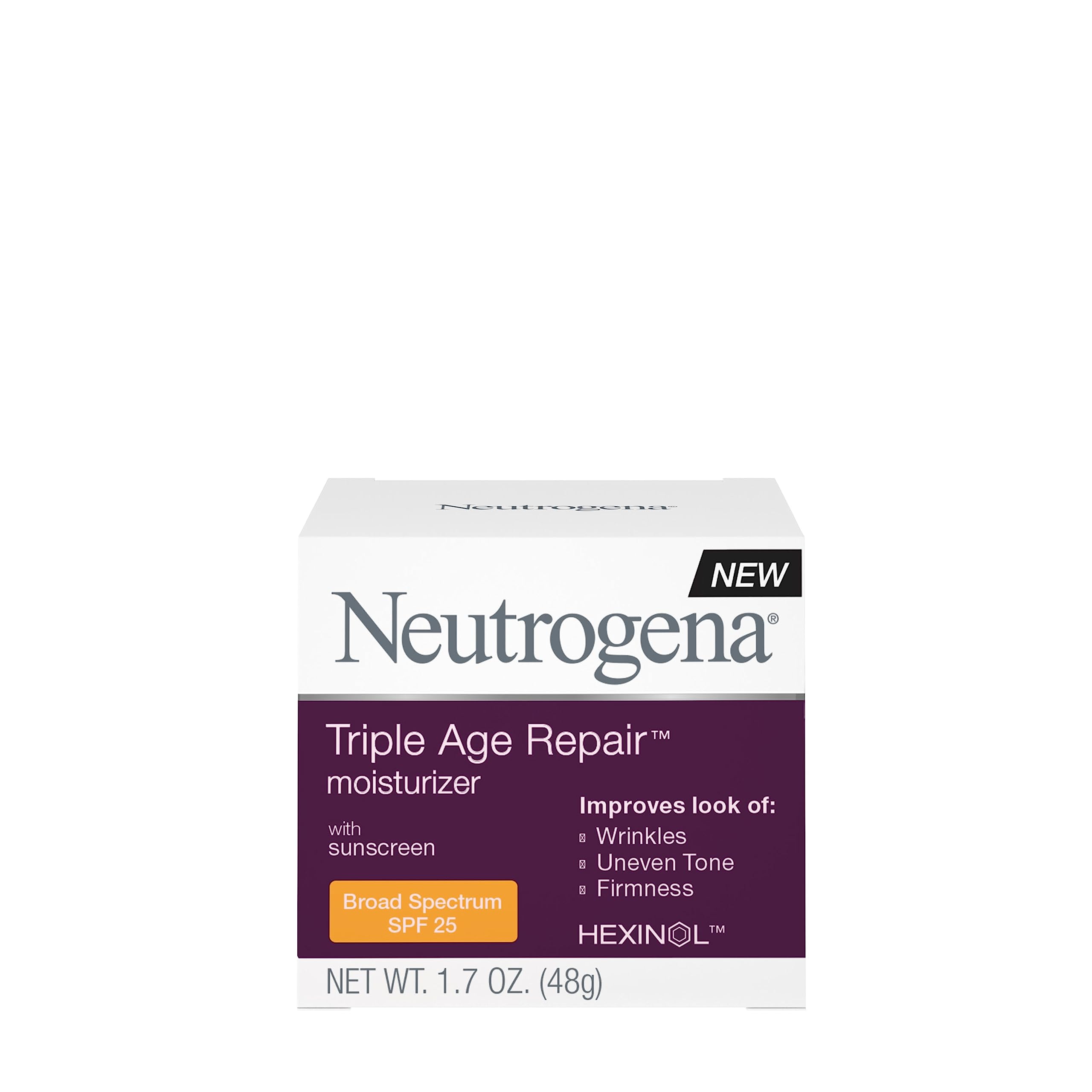 Neutrogena Triple Age Repair Anti-Aging Daily Facial Moisturizer with SPF 25 Sunscreen & Vitamin c, Firming Anti-Wrinkle Face &