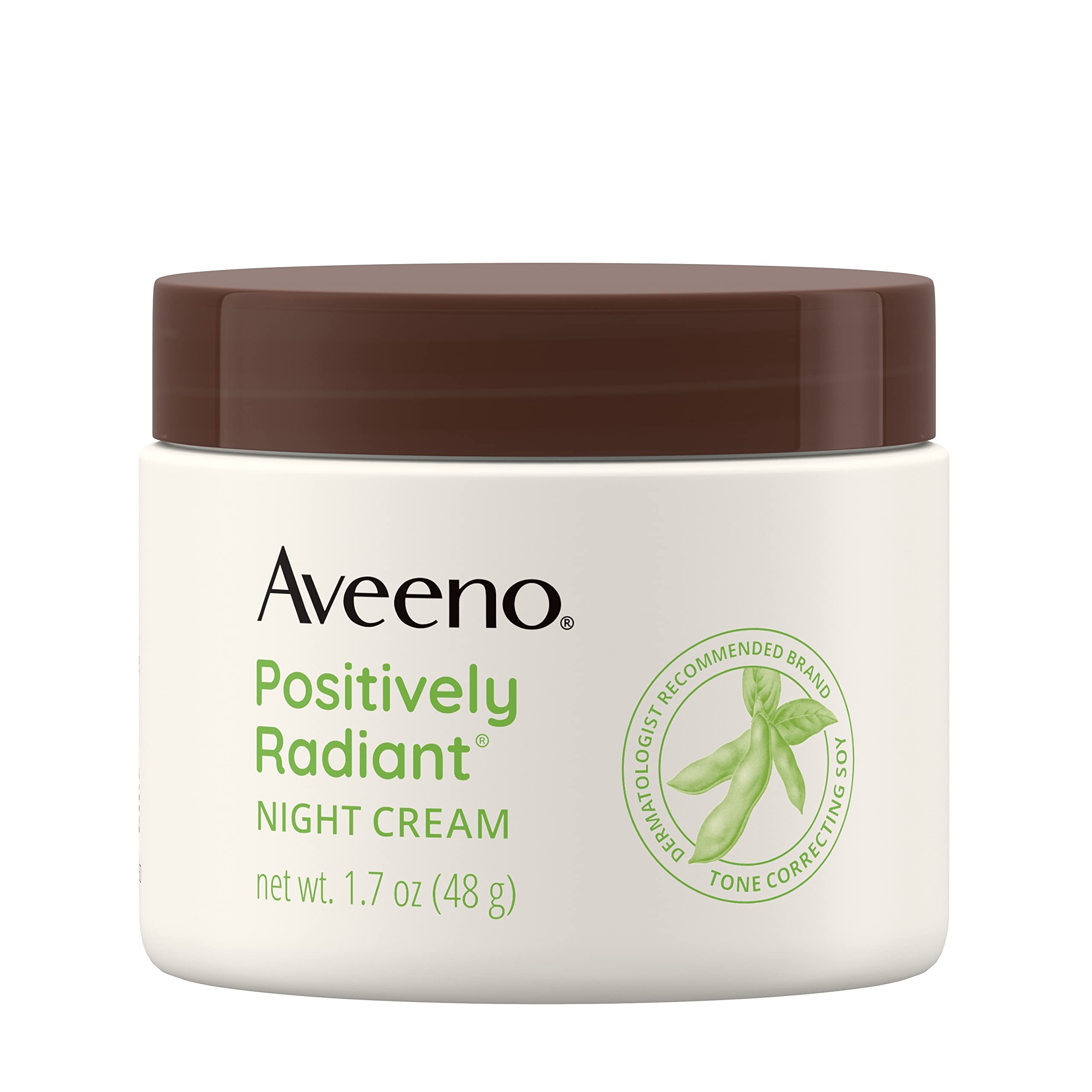 Aveeno Positively Radiant Moisturizing Face & Neck Night cream with Tone correcting Soy & Niacinamide, Night cream Targets Dull