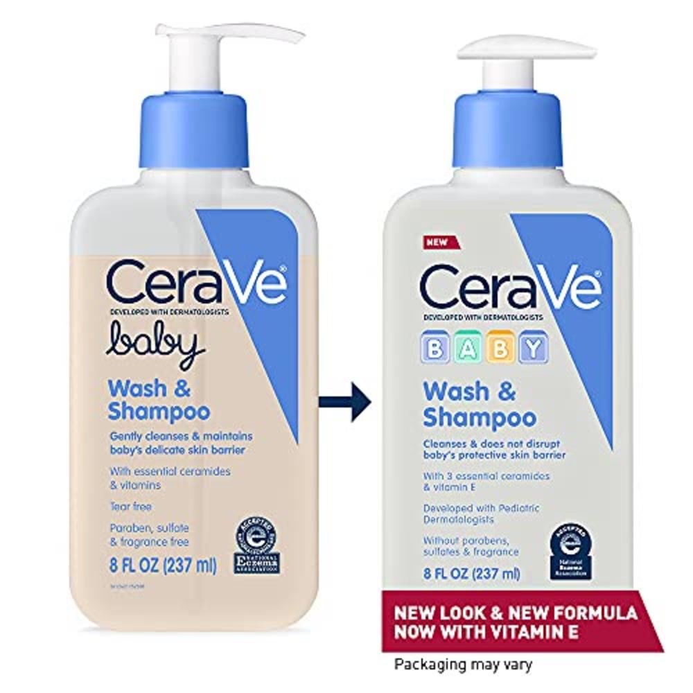 CeraVe Baby Wash & Shampoo | Fragrance, Paraben, & Sulfate Free Shampoo for Tear-Free Baby Bath Time | 8 Ounce