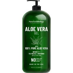 NEW YORK BIOLOGY THE New York Biology Aloe Vera Gel for Face, Skin and Hair - Infused with Tea Tree Oil - From Fresh Aloe Vera Plant - Moisturizing A