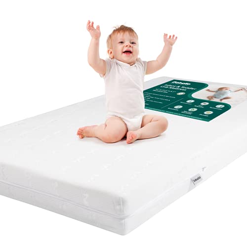BABELIO Breathable Memory Foam crib Mattress and Toddler Mattress, Waterproof Baby Mattresses for Standard crib and Toddler Bed,