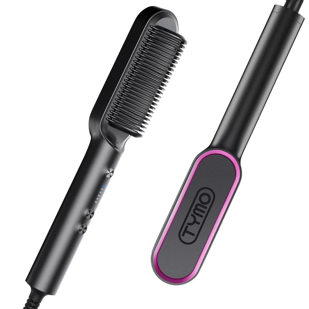 tymo Hair Straightener Brush, TYMO Ring Hair Straightener Comb Straightening Brush for Women with 5 Temps 20s Fast Heating & Dual Vol