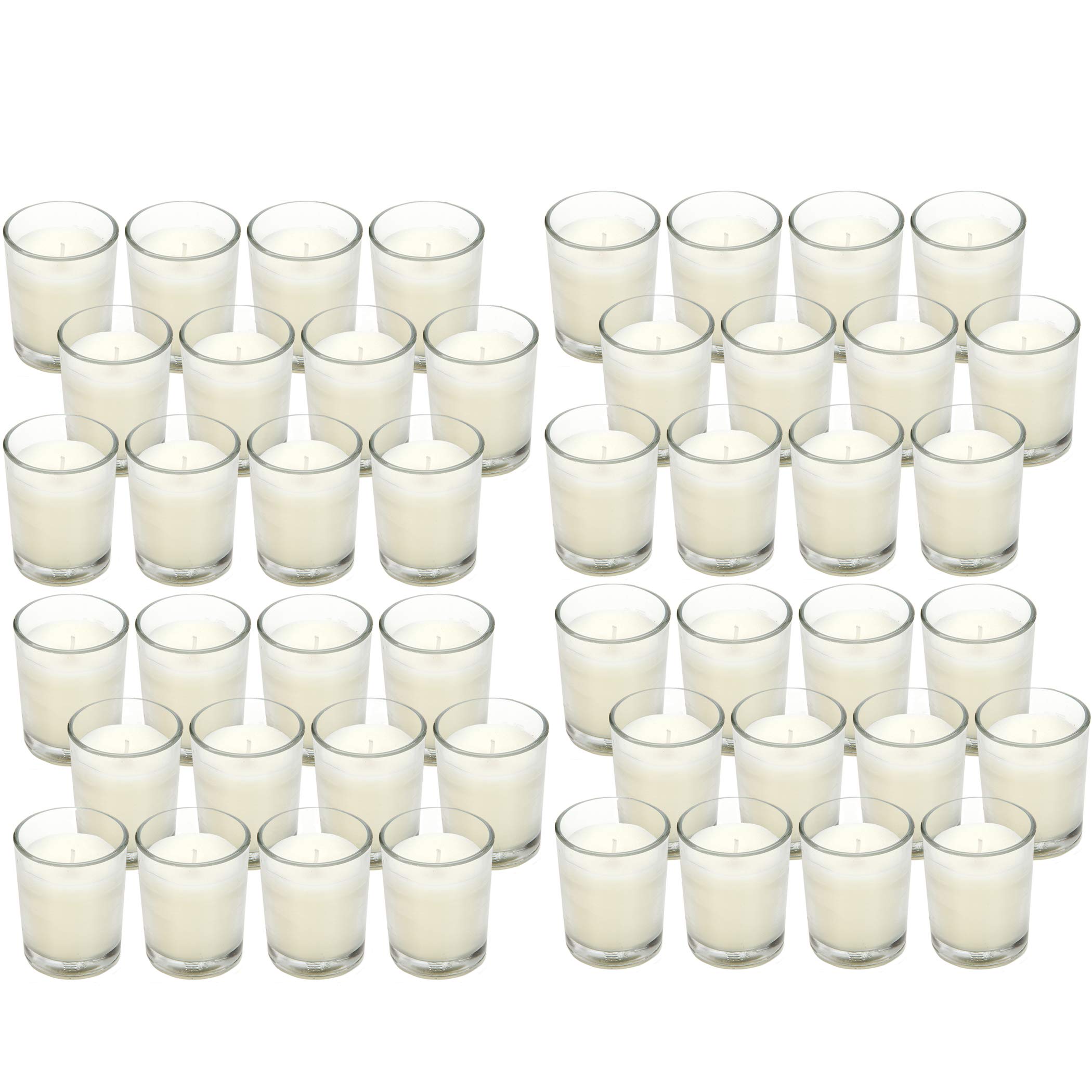 Hosley 48 Pack Ivory Unscented clear glass Filled Votive candles Hand Poured Wax candle Ideal gifts for Aromatherapy Spa Wedding