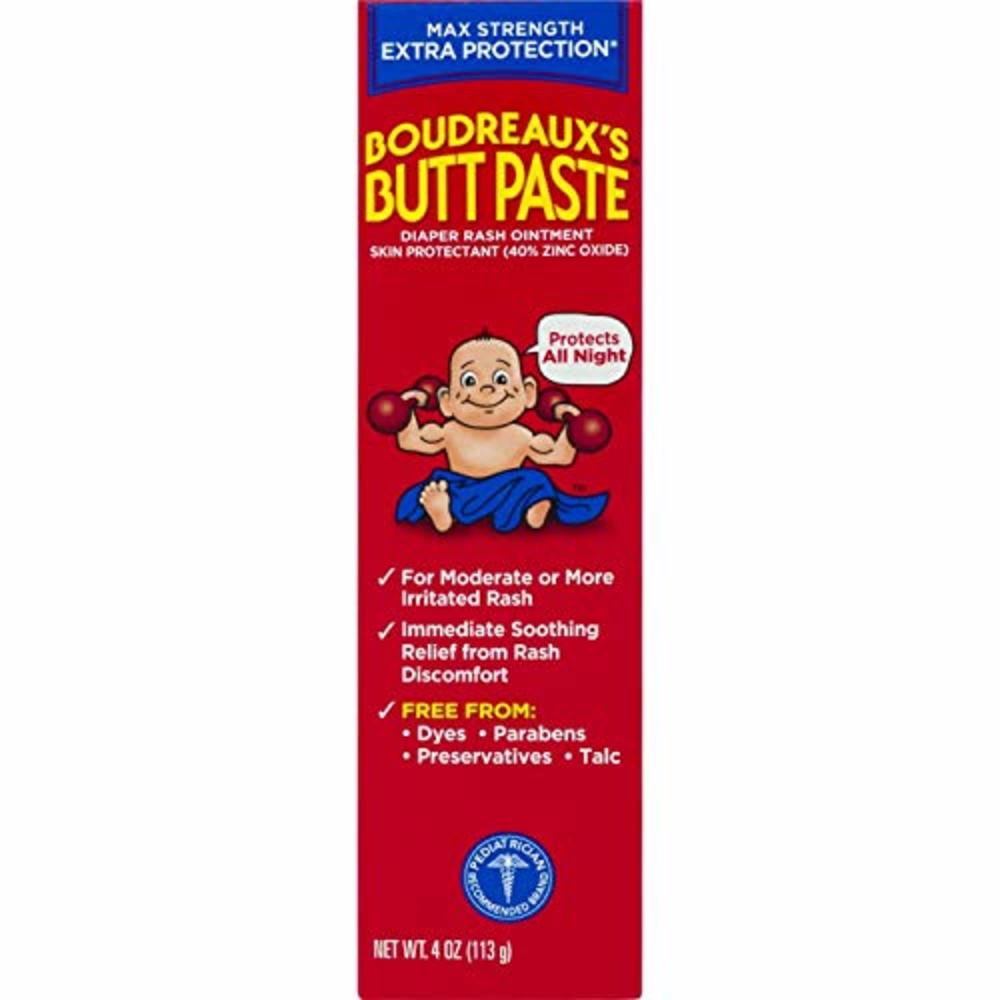Boudreauxs Butt Paste Diaper Rash Cream, Maximum Strength, 4 Oz Tube