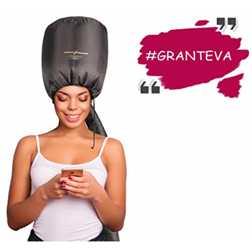 Granteva Hooded Hair Dryer w/A Headband Integrated That Reduces Heat Around Ears & Neck - Hair Dryer Hooded Diffuser Cap for Curly, Speed