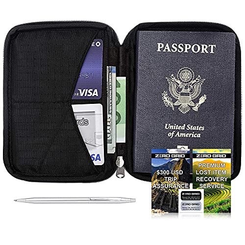 Zero Grid Travel Wallet & Family Passport Holder wRFID Blocking- Document Organizer case