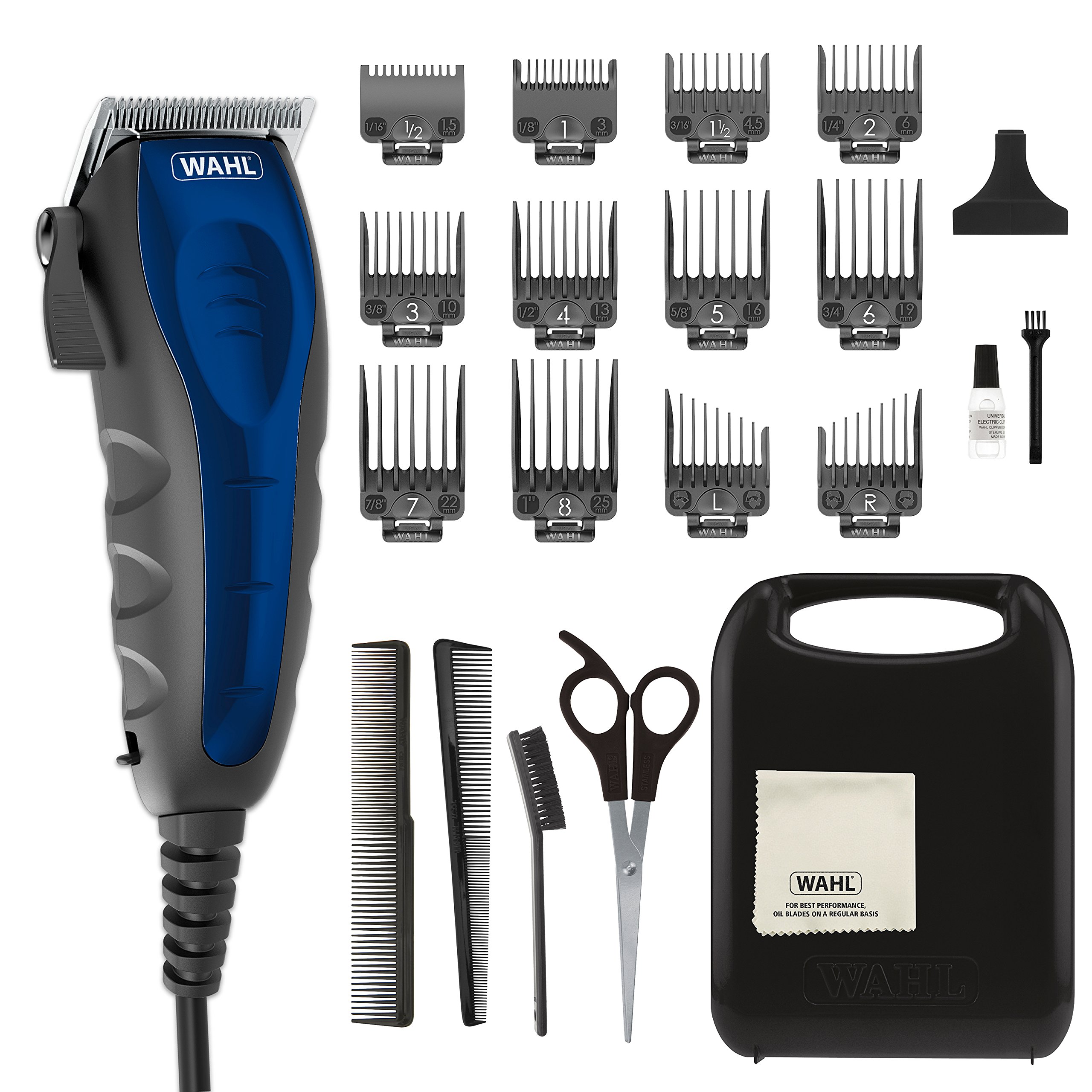 Wahl USA Self Cut Compact Corded Clipper Personal Haircutting Kit with Adjustable Taper Lever, and 12 Hair Clipper Guards for Cl