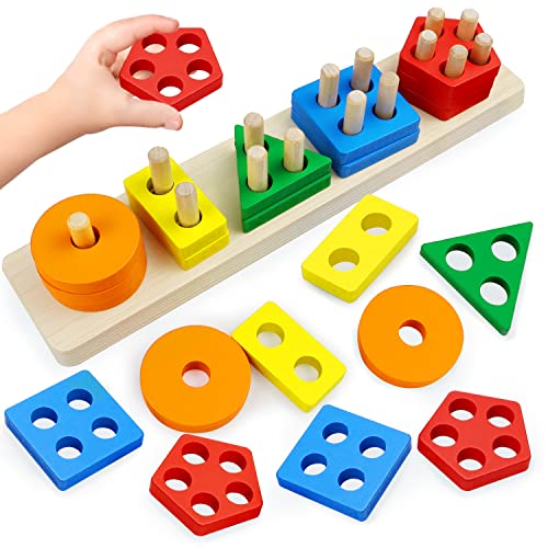 Stacking Blocks Best Wooden Blocks For Year Old PEBIRA Montessori
